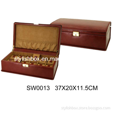 Brown PU Watch Box with 12 Slots (SW0013)